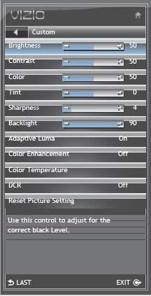 There are five preset modes: Home, Game, Movie, Retail and Photo which values cannot be adjusted and a sixth mode called Custom Mode which allows you to make the necessary adjustments.