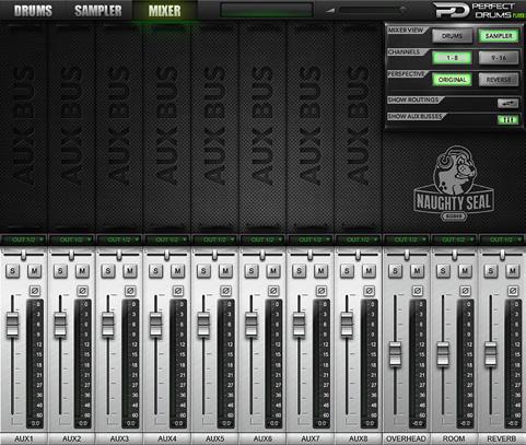 THE MIXER 5.5 Using AUX Busses In order to show the AUX busses, just click on the appropriate button in the Mixer Options Section.