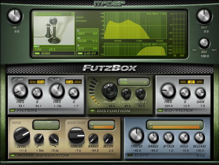 McDSP plug-ins Figure A12.8 The FutzBox. At the heart of FutzBox s ability to mimic a variety of audio products are hundreds of SIMs included with the plug-in.