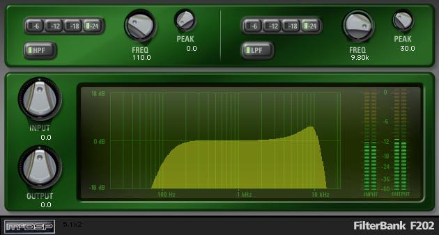 McDSP plug-ins spectrum. The width of each parametric band is controlled by the Q control.