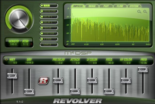 McDSP plug-ins To the left of the meters, the Comp/Limiter section has Threshold, Attack, Release, makeup-gain, and Knee controls.