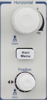 3.10 Horizontal System Shown below are two knobs and one button in the HORIZONTAL area. Figure 3.18 Horizontal Controls Table 3.