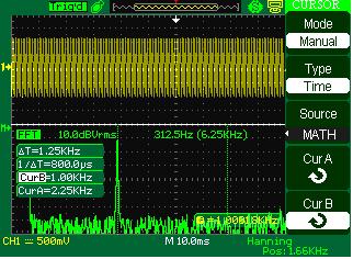 Figure 27 - Measure FFT Frequency Screen NOTE: - The FFT of a waveform that has a DC component or offset can cause incorrect FFT waveform magnitude values.