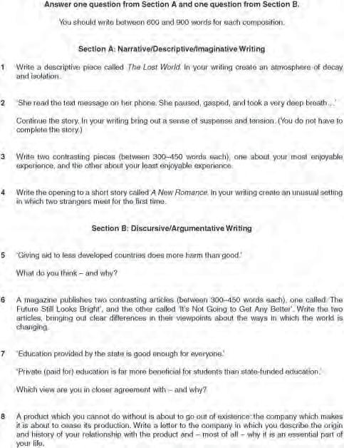 Paper 2 Composition Paper 2 Composition Questions
