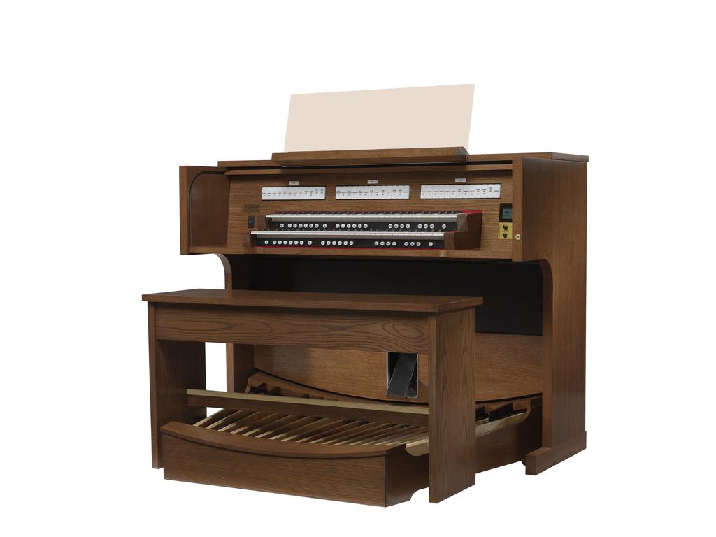 S P E C I F I C AT I O N S OICES: FEATURES: 27 stops / 233 total voices Traditional wood veneer cabinet with 27 primary voices deluxe wood tambour PRE/NEXT piston sequencer recall 9 historic