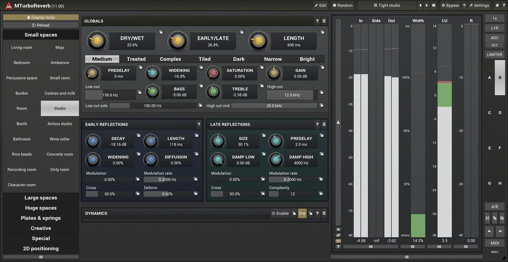 MTurboReverb Overview MTurboReverb is probably the most powerful algorithmic reverb ever made.