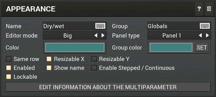 Appearance Name Name specifies the name of the multiparameter, which is shown on the multiparameter button.