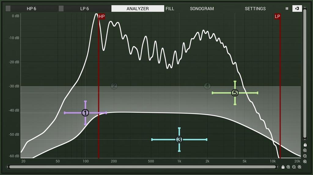 allowed to pass through the reverb would be equalized too. Equalizer shape graph Equalizer shape graph controls and displays the frequency response.