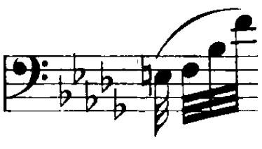 a second) and then inverted. Fig. 2-2a ESSENTIAL RHYTHMIC MOTIVE An arpeggiated octave is split into a fourth and fifth (both tritones in this example) and approached from above by step. Fig. 2-2b ESSENTIAL RHYTHMIC MOTIVE (inversion) The arpeggiated octave is inverted and approached by step from below.