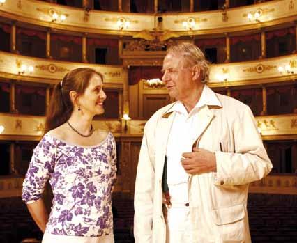Kathinka Pasveer with Karlheinz Stockhausen in 1993 at the Teatro Comunale in Modena. Photograph by Roland Paolo Guerzoni.