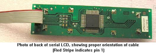 If hand wiring, without cable, Pin 1 of the LCD module goes to J5 pin 7, 2 to 8, 3 to 9,etc. Pin 1 on the LCD is the upper left pin in the front view photo of the LCD below.