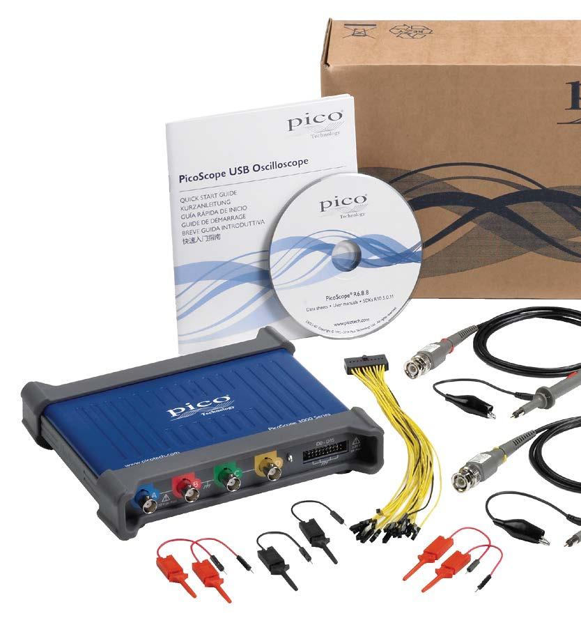 KIT CONTENTS All oscilloscope kits contain: oscilloscope Switchable x1/x10 probes (2 or 4) in carrying case Quick Start Guide Software and reference CD USB cable(s)* AC power adaptor (selected