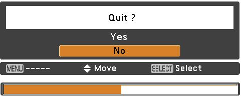 Then the captured image will be displayed the next time you turn on the projector. To cancel the capture function, select Yes in the "Quit?" confirmation box.