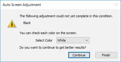 Auto Screen Adjustment Auto Screen Adjustment procedure z To restore the conditions from before adjustment, click [Before Adjustment].
