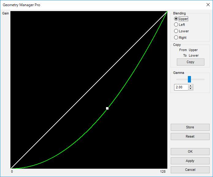Edge Blending User-defined curve setting screen When [Setting] is clicked, the user-defined curve setting screen is displayed.