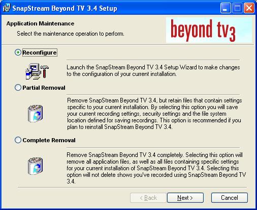 Installing from CD After uninstalling any previous versions of Beyond TV, insert the Beyond TV disc into the CD-ROM drive on the computer where Beyond TV will be installed.