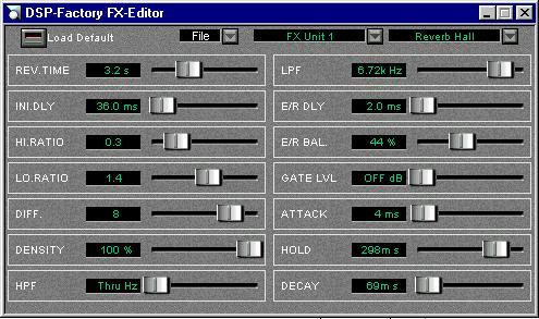 The FX Editor This window allows you to select effect types and make settings for the two on-board effect units (labelled FX Unit 1 and FX Unit 2 ).