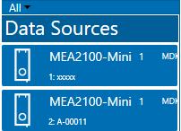 5 Operation in Multiple Instance Mode If Multiple Instance Mode is selected in the main Settings menu, each connected MEA2100-Mini headstage will show up as individual Data Source device in the
