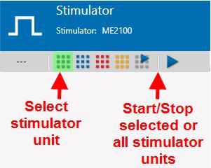 2 Stimulator Control Functions Each Stimulator unit has independent controls to select a start condition, load/save stimulation patterns