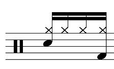 51 Rests and Rhythmic Figures The rhythmic figure in the first three choruses almost exclusively consists of sixteenth notes on the hi-hat and quarter notes on the snare drum.