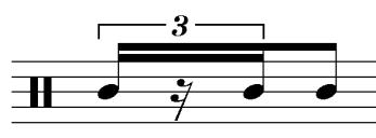 67 Figure 54d. Jojo Sixteenth-Note Triplet Variation 4 Figure 52c is used in the A choruses to enhance the eighth note pattern. This appears more frequently in A1 than in A2.
