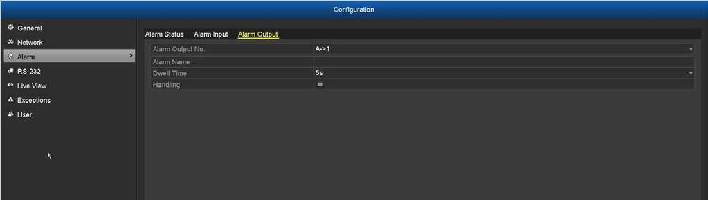 Configuration: Alarm Input The Alarm Input menu will allow you to customize and configure how you d like the NVR to interpret input from and respond to the sensor input panel on the rear of the NVR.