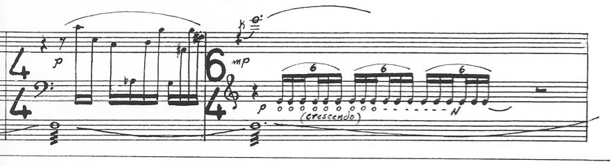 103 to perform a mandolin roll by straddling and striking the top and bottom of a single keyboard bar at the edge with both mallets in the left hand.