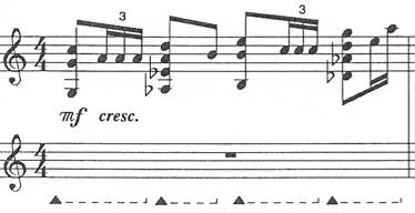 130 the analysis document. This stroke occurs during a passage with single independent sixteenth-note triplets and double vertical eighth-notes as illustrated in Example 13.1. The tempo is marked at quarter-note = 112 BPM, but the stroke speed of the sixteenthnote triplets is found at 168 BPM (112 X 3/2).
