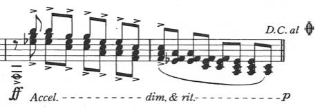 68 Musical Example 6.5: Measures 31 & 32 of Thomas L. Davis Lament from Recital For Vibraharp 1975 C. L. Barnhouse Co.