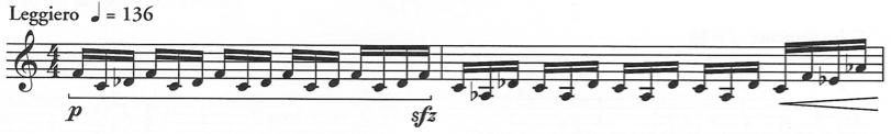 87 in Example 8.7 where the right hand uses the third mallet for the E-flats and the fourth mallet for the upper A-flat. Musical Example 8.6: Measures 1 & 2 of Ricardo A.