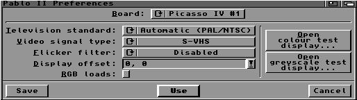 Chapter 6 Configuring the Pablo II The software installation process will update your screen display mode database, the Picasso IV firmware and will install a preferences editor named PabloII in the