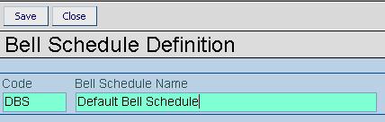 Chapter Two 3. Enter a code for the bell schedule in the Code field, and give the schedule a name in the Bell Schedule Name box.