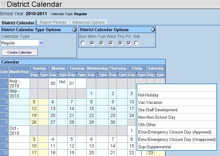 Chapter Two 5. Click the OK button at the top of the screen to create the district calendar. 6.