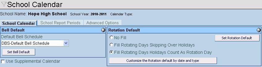 Chapter Three 16. To set up a different rotation for part of the year, click the Customize the Rotation default by date and type button.