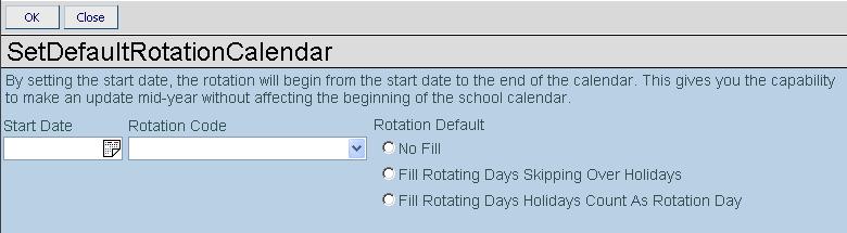 The dates should be entered in the format MM/DD/YY or may be selected by clicking the Calendar button.