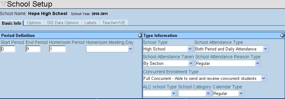 Chapter Three Attendance Administrator Guide Periods and Attendance Type To modify the number of periods and the attendance type: 1. Go to Synergy SIS > System > Setup > School Setup.