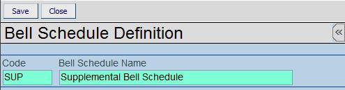 Chapter Three 3. Enter the Start Time, Stop Time, and Passing Time for each period added for supplemental instruction. Bell Schedule Definition Screen 4.