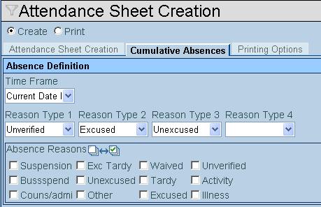 Chapter Four Attendance Administrator Guide the Time Frame to be used in summarizing these absences.