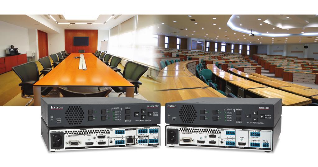 SCALERS AND SIGNAL PROCESSORS IN604 FOUR INPUT HDCP-COMPLIANT SCALER Comprehensive AV Signal Processing in a Compact Enclosure Integrates, analog video, and audio sources into presentation systems