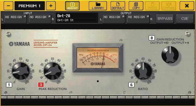 Graphic EQ, effects, and Premium Rack 5 METER switch buttons Switch the meter display. GR...Indicates the amount of gain reduction applied by the compressor. +4/+8.