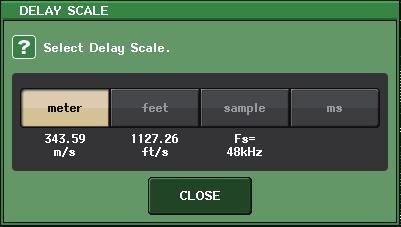 Input channels INPUT DELAY window (8ch) You can set the on/off status and the value of the input channel delay. 1 6 2 3 6 Close button Closes the window.