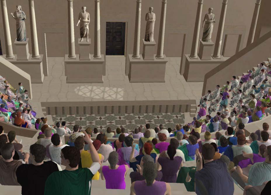 Figure 7 View from a performance in the virtual reconstruction of the Odeon in Aphrodisias 5 CONCLUSION The acoustics of a typical Odeon or concert hall from the Roman era has been studied in detail