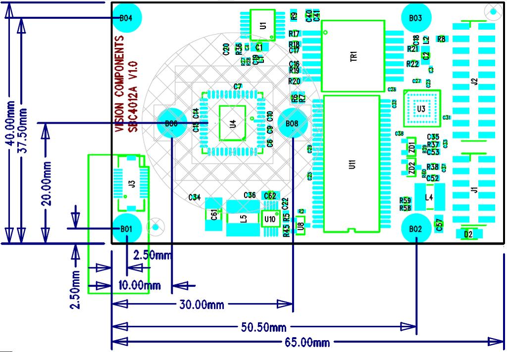 B Appendix B: Drawing Circuit Board VCSBC nano Series All mounting holes: 2.