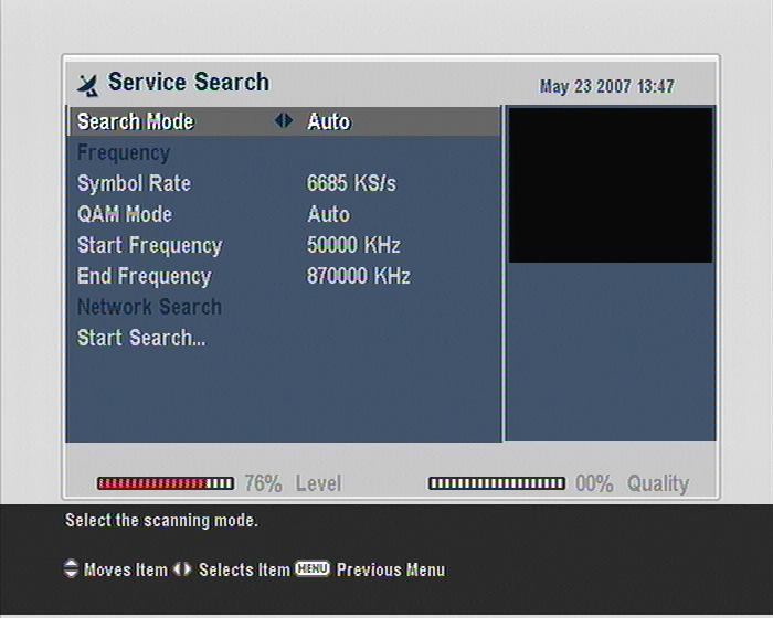 14 Service Search Chapter 3 Service Search After connecting up the digital receiver, you will need to perform a service search NOTE If there is no service stored, you will be not able to access all