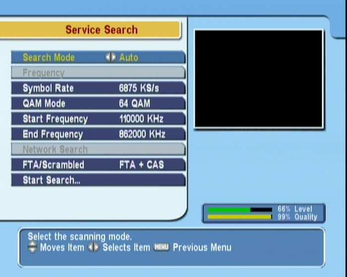 22 Service Search Chapter 4 Service Search After connecting up the digital receiver, you will need to perform a service search. 4.1 Searching broadcasting services To perform service search, select the Installation > Service Search menu.