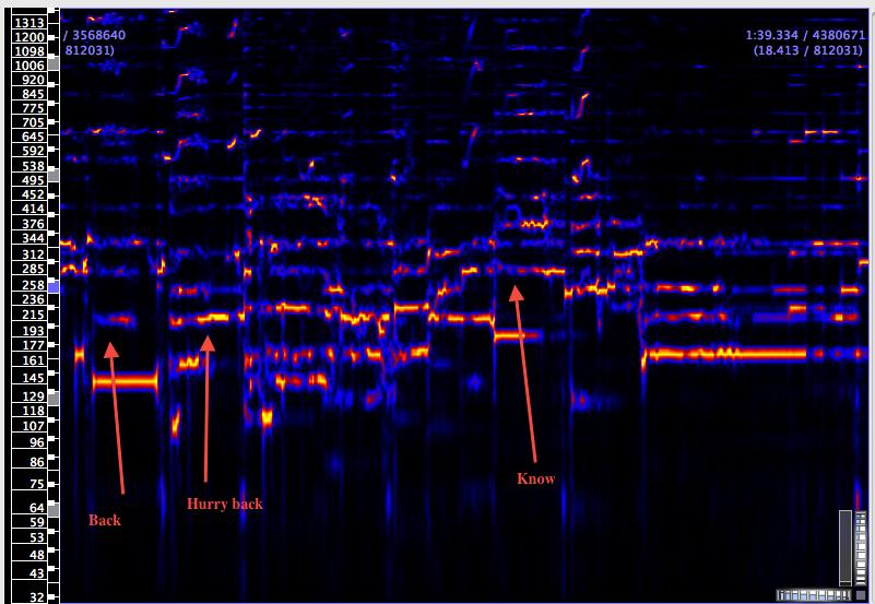 Figure 2. Queen, 'Love of My Life' (1975), Spectrogram, Verse II, 1 24-1 42 To further develop the picture, one can consider Brian May s guitar articulation.