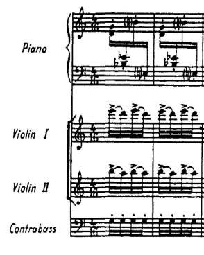 recitativo). Measure 1: Section A consists of an arpeggiated piano chord accompanying a molto esspressivo trumpet line (Figure 2-1). Figure 2-1: Measure 1 of Baile.