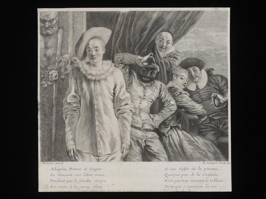 Illustration 16: Jean-Antonie Watteau. Harlequin, Pierrot et Scapin: Les Petits Comédiéns Italiens. 1719. Victoria and Albert Museum, London.