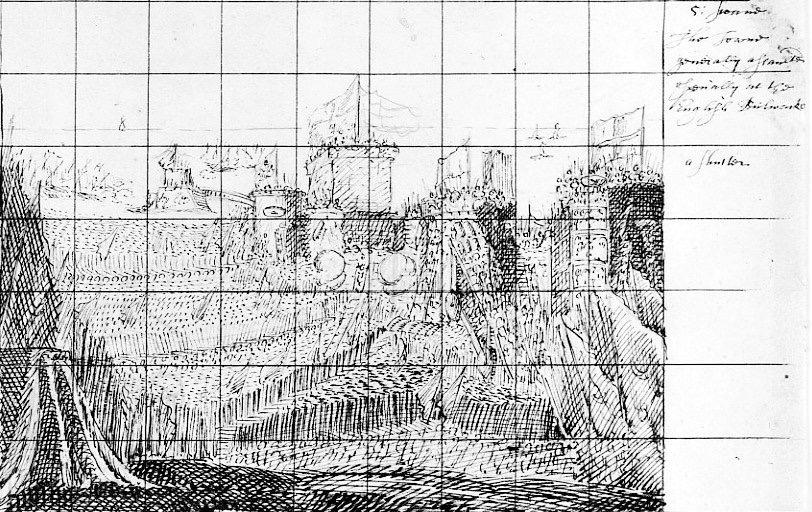 In illustration three, Webb has captured the inside of Rhodes through a depiction of Solyman s throne and camp.