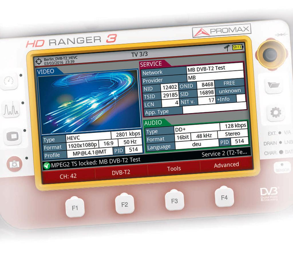 HEVC DECODING high efficiency video coding is the first field strength meter and TV analyser of its kind